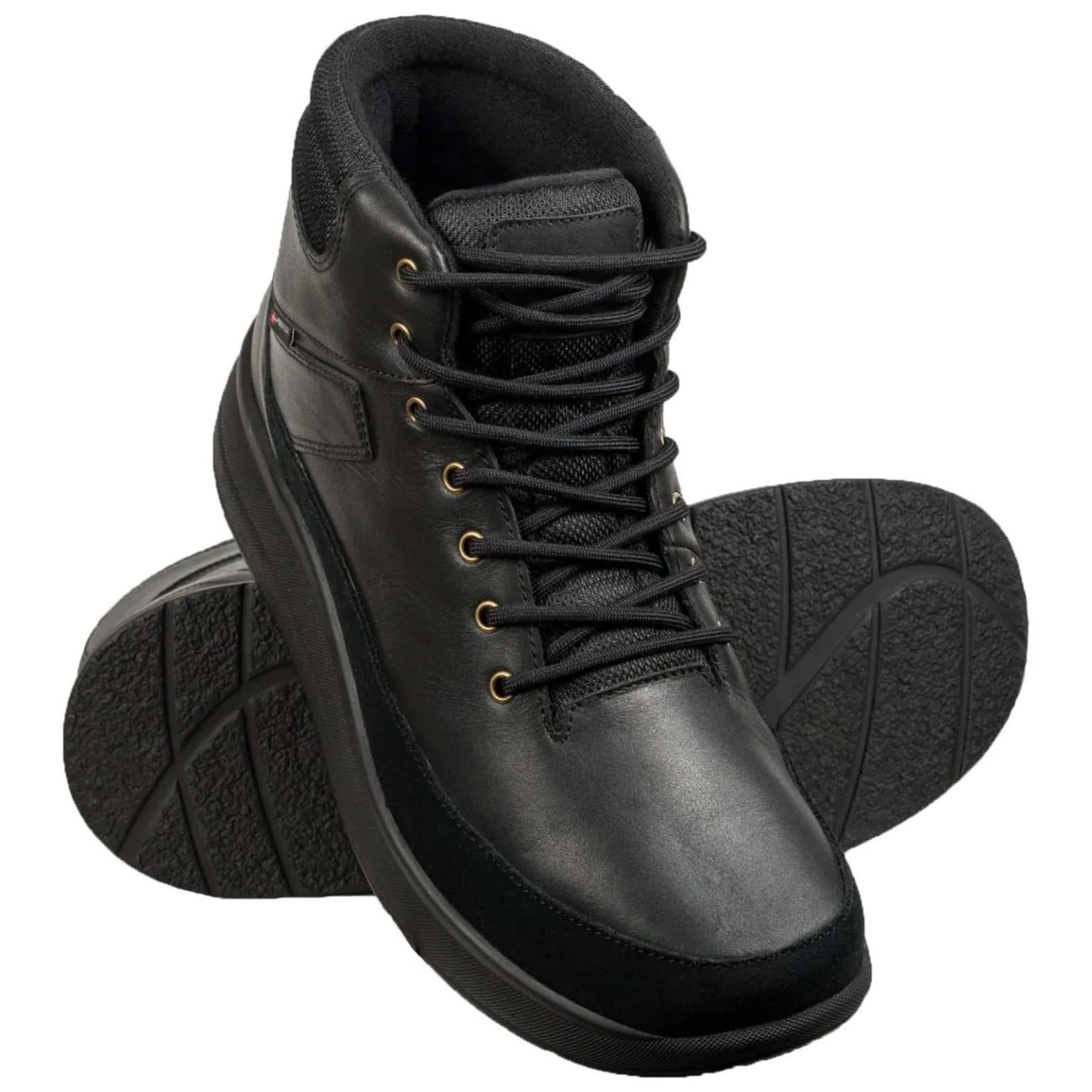 Proflex - dames comfort boot - zwart leer en zwart suede met een zwarte zool