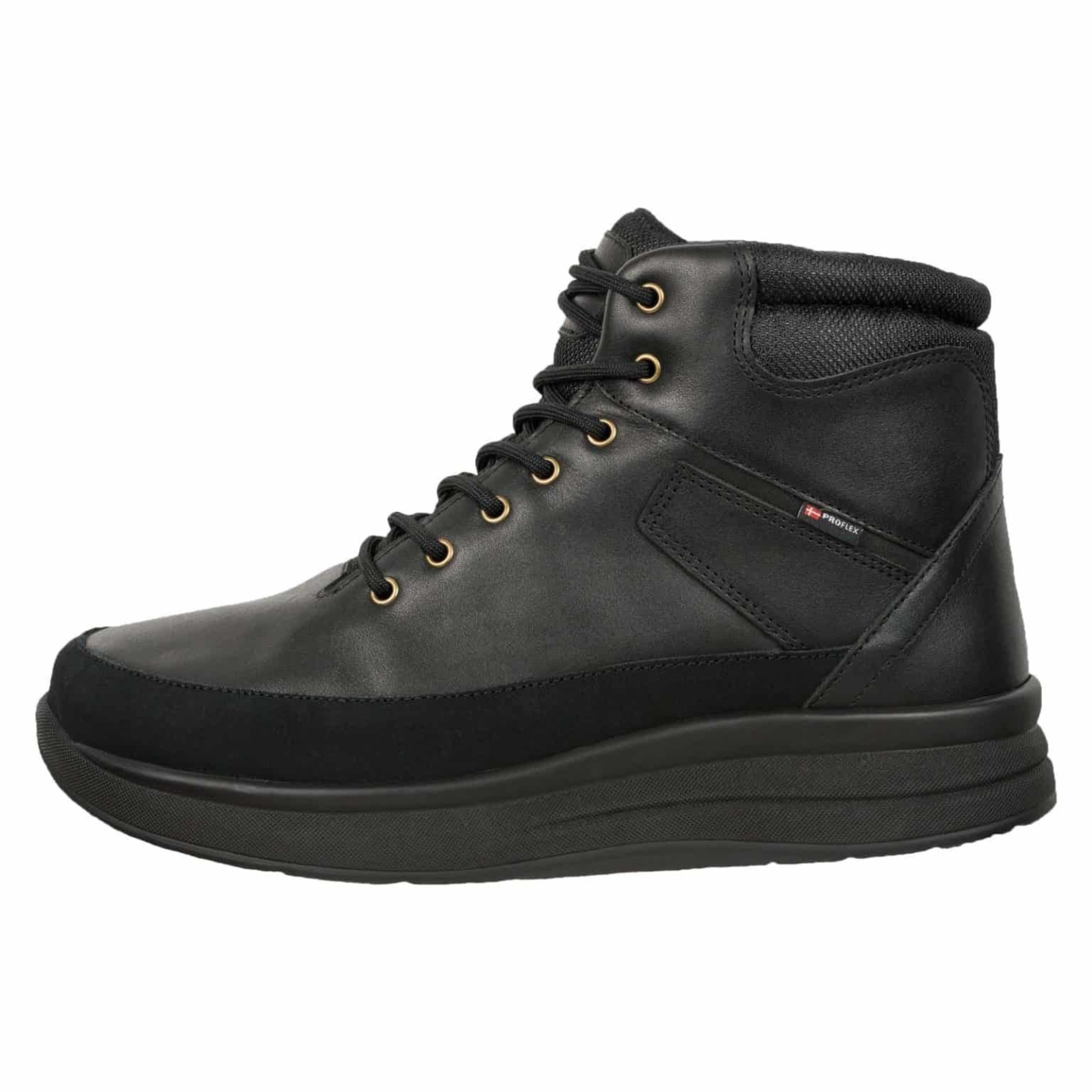 Proflex - heren comfort boot - zwart leer en zwart suede met een zwarte zool