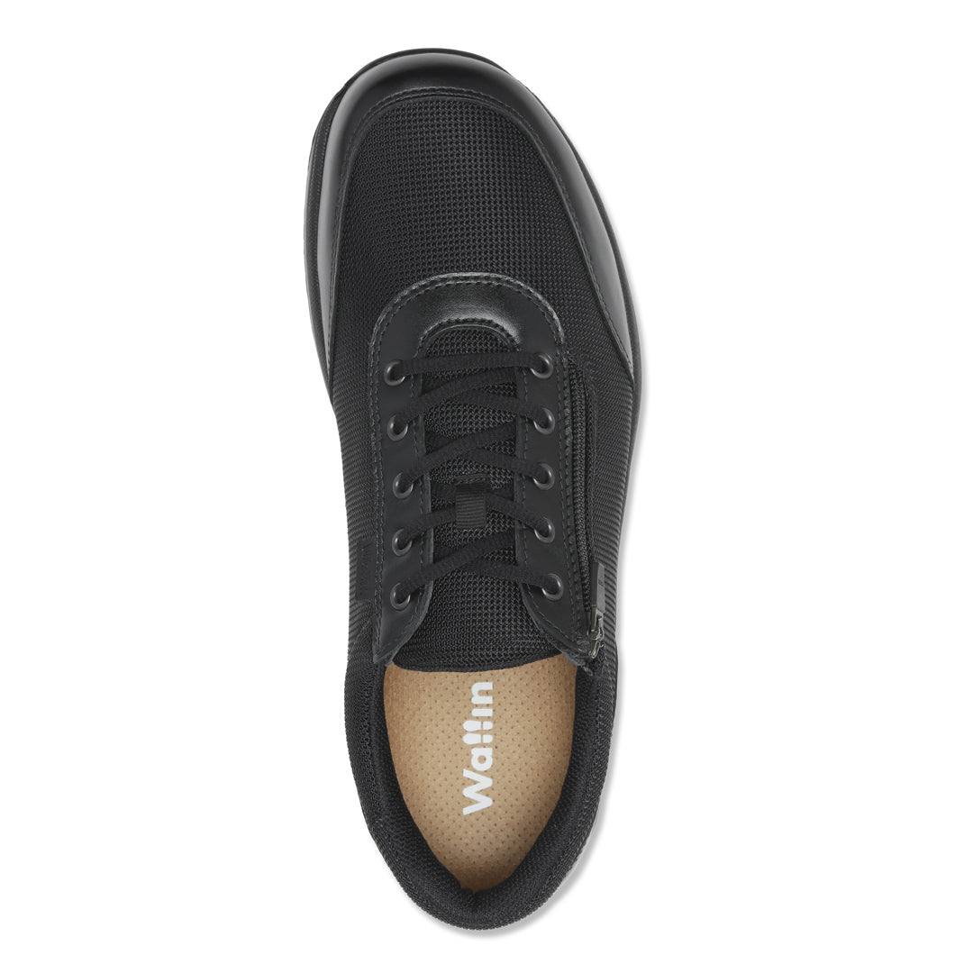 Wallin Leo Flow - mesh/leer zwart met rits - heren sneaker