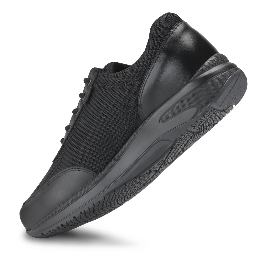 Wallin Leo Flow - mesh/leer zwart met rits - heren sneaker