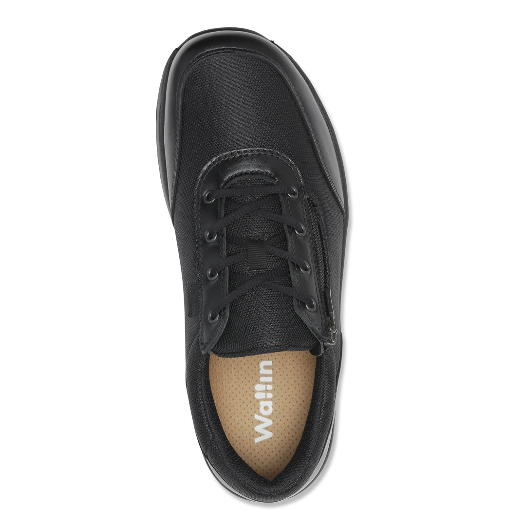 Wallin Lis Flow - Mesh/leer zwart met rits - dames sneaker