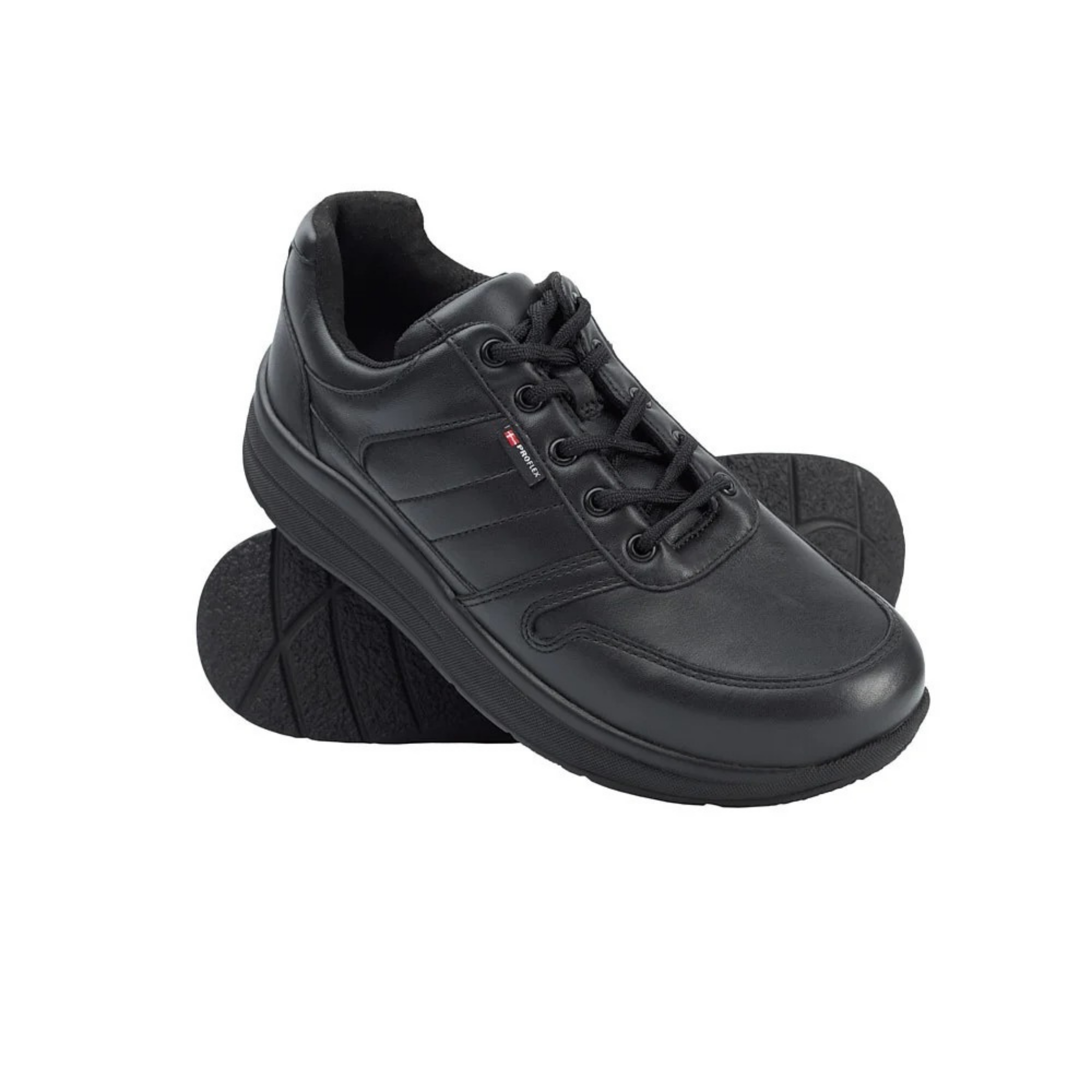 Proflex - Dames comfortsneaker - Full grain zwart leder met zwarte zool