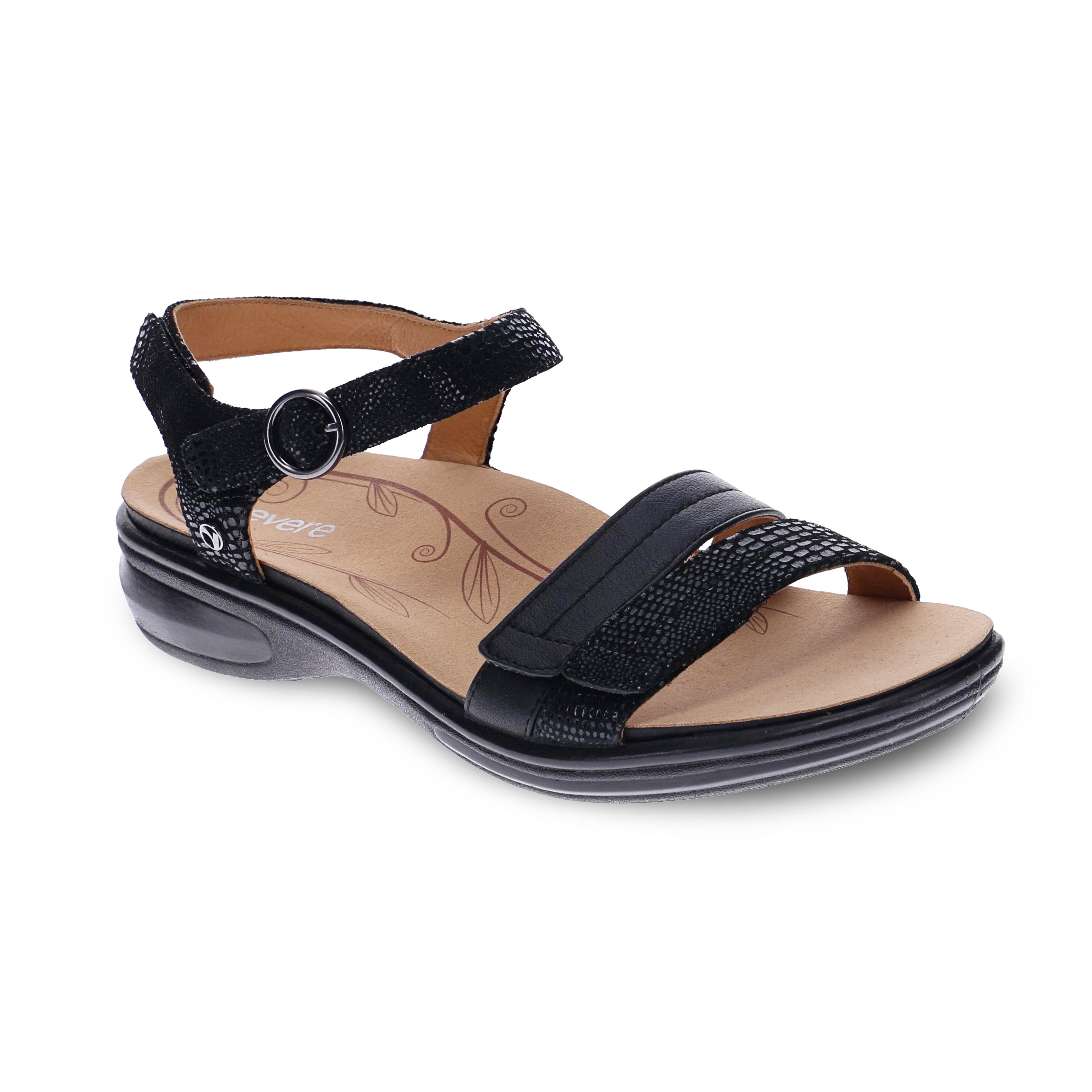 Revere Barbados - Black French Lizard- dames sandaal