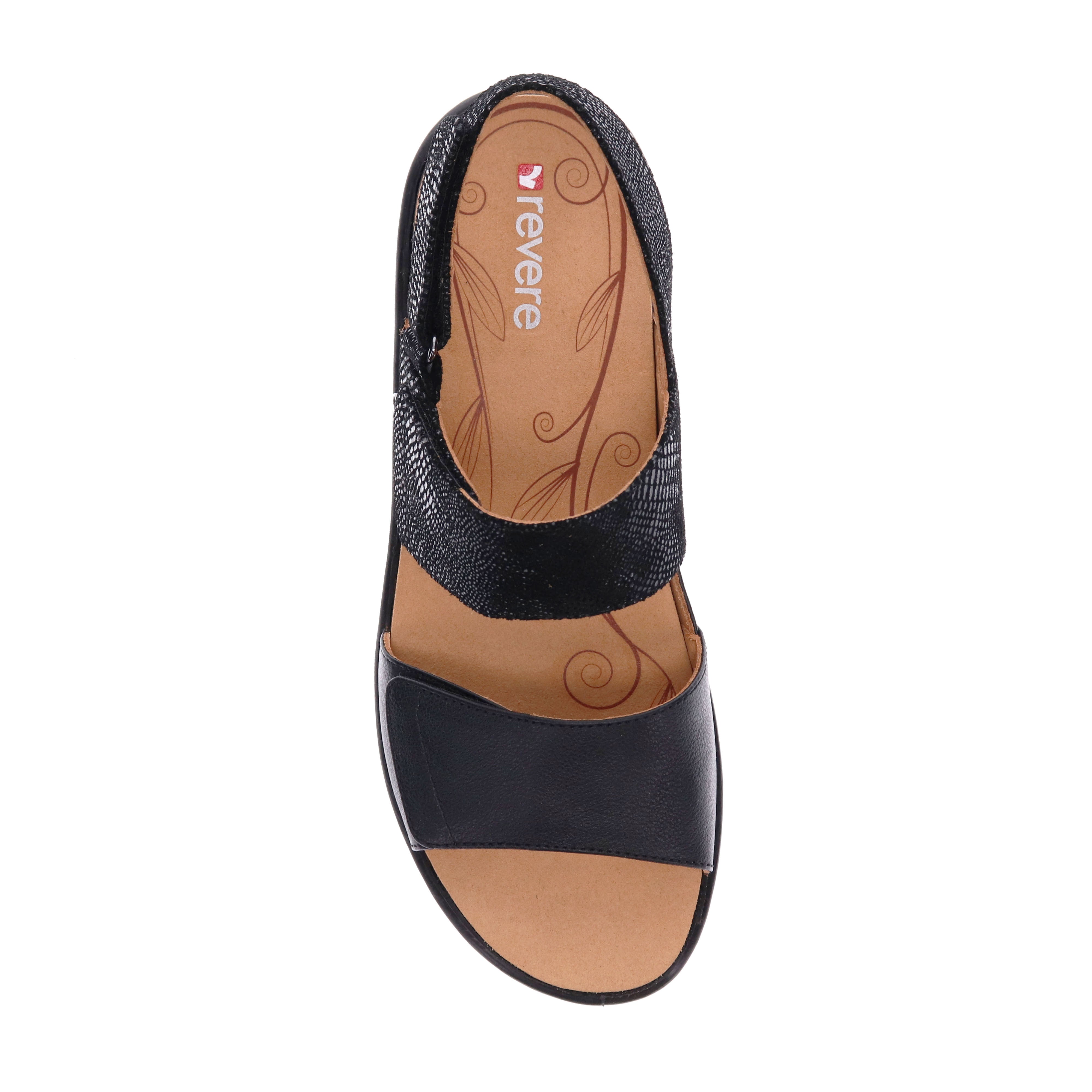 Revere Como - Black Lizard/Black - dames sandaal