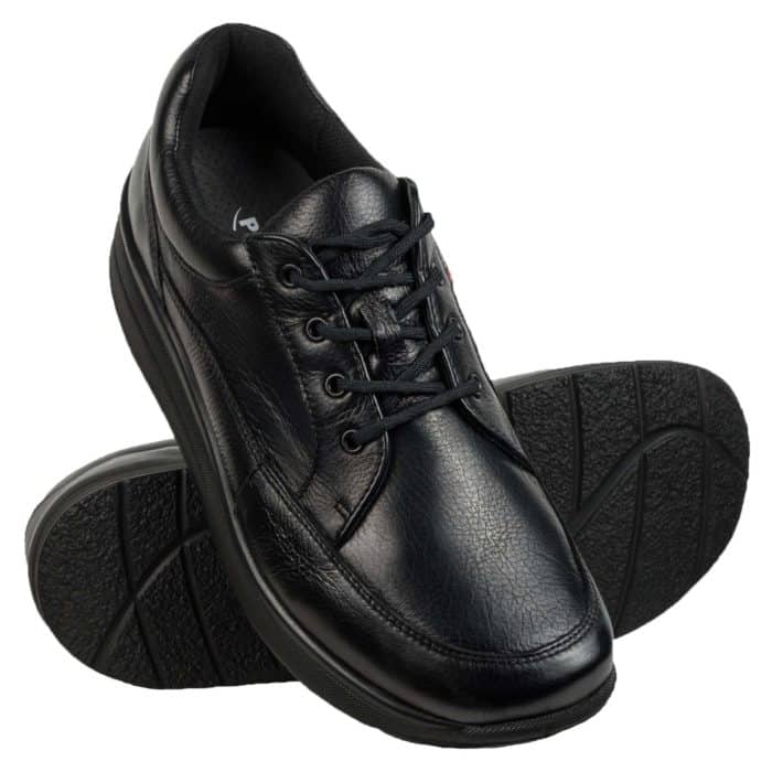 Proflex heren comfortsneaker in zwart leer en zwart suede met een zwarte zool (1024-300-0)