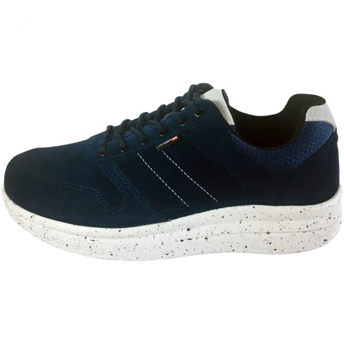 3064-008-1 Proflex heren comfortsneaker in donkerblauw velours met witte spikkelzool